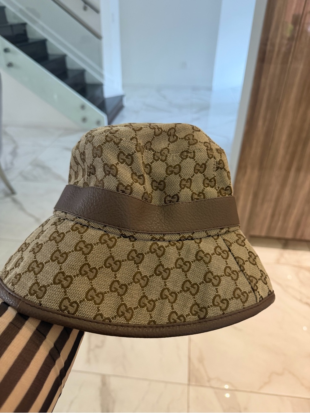 Gucci Beige and Brown GG Canvas Bucket Hat